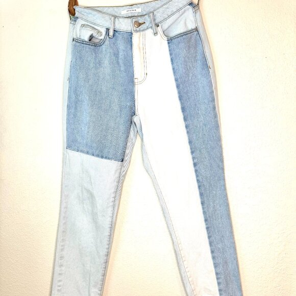 PacSun Colorblock Denim Jeans, TwoTone Light&Medium Wash, HighWaisted Size 26 - Picture 2 of 4